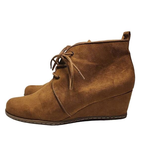 Franco Sarto Desert Wedge Chestnut Suede Light Brown Booties Women's Size 8.5M - Picture 5 of 10